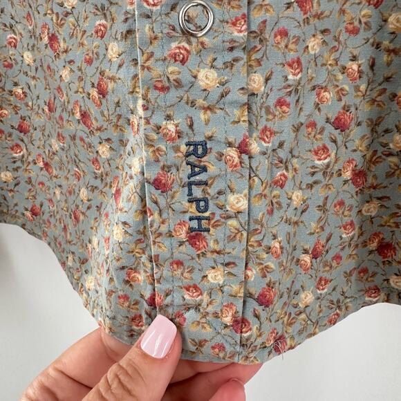 RRL Women’s Snap Down Shirt Floral Collared Size M Ralph Lauren Cotton Western - Picture 4 of 9